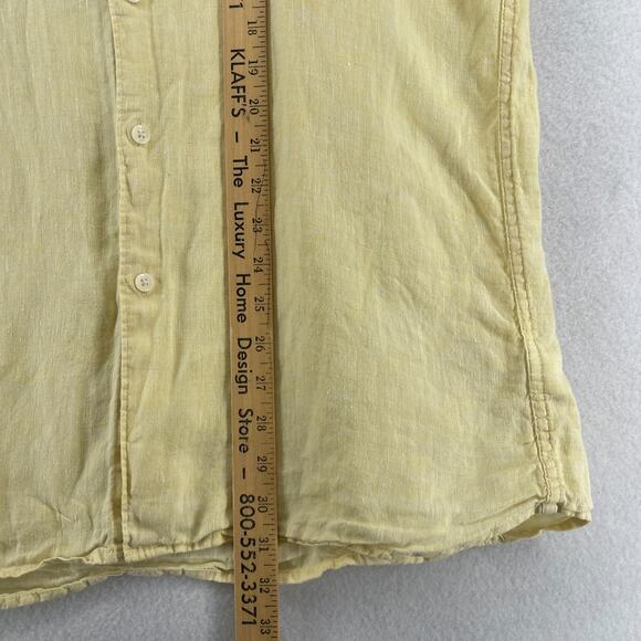 UNIQLO Shirt Mens L 100% Premium Linen Lightweight Button Up Long Sleeve Yellow - Picture 12 of 13
